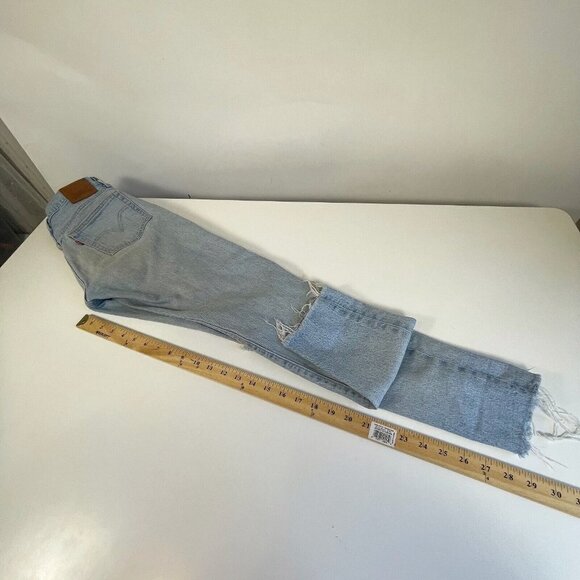 Levi's 501 Women Distressed Button Fly Skinny Jeans Blue 27 High Rise Light Wash - Picture 12 of 12